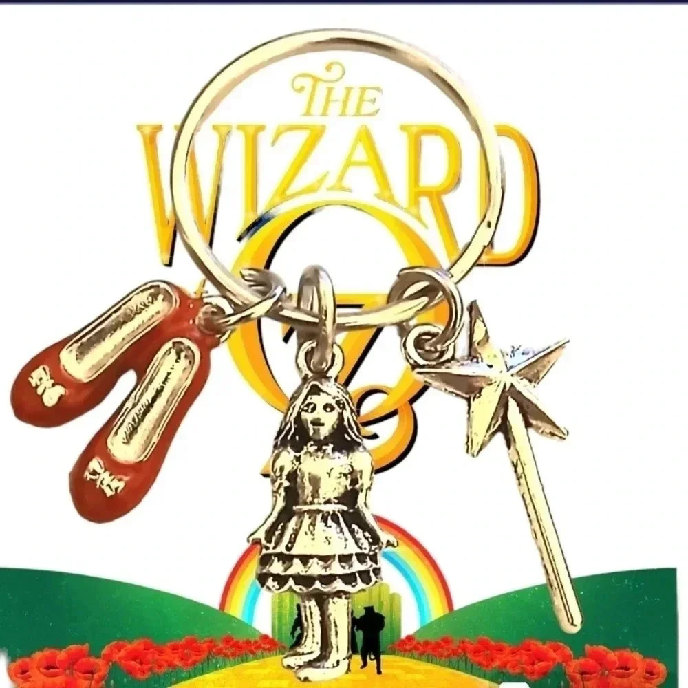 Wizard of oz Dorothy wand red slipper charm Keychain